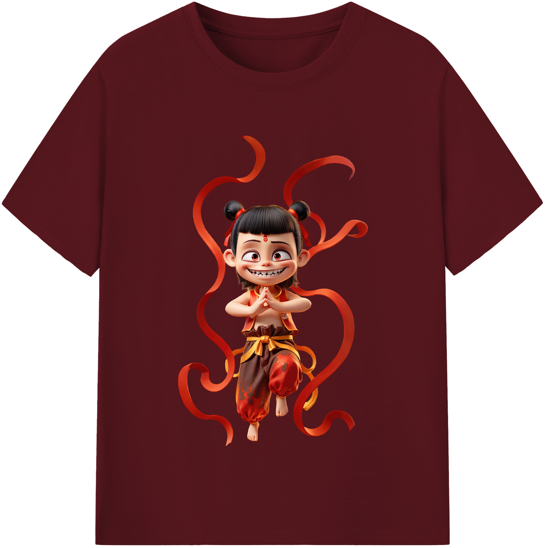 （画像用） Ne Zha 2 ナタ 魔童の大暴れ 綿100％半袖Tシャツ（フロントプリント）